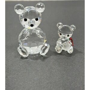 Lot of 2 Swarovski Crystal Teddy Bear 3" + Kris Bear W/ Honey Pot Retired No Box